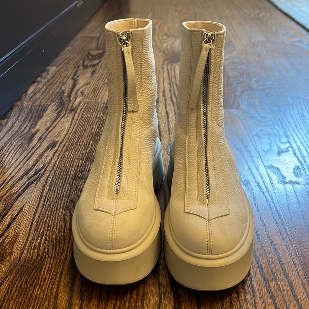 The Row Zippered Platform Leather Boots, Size 7